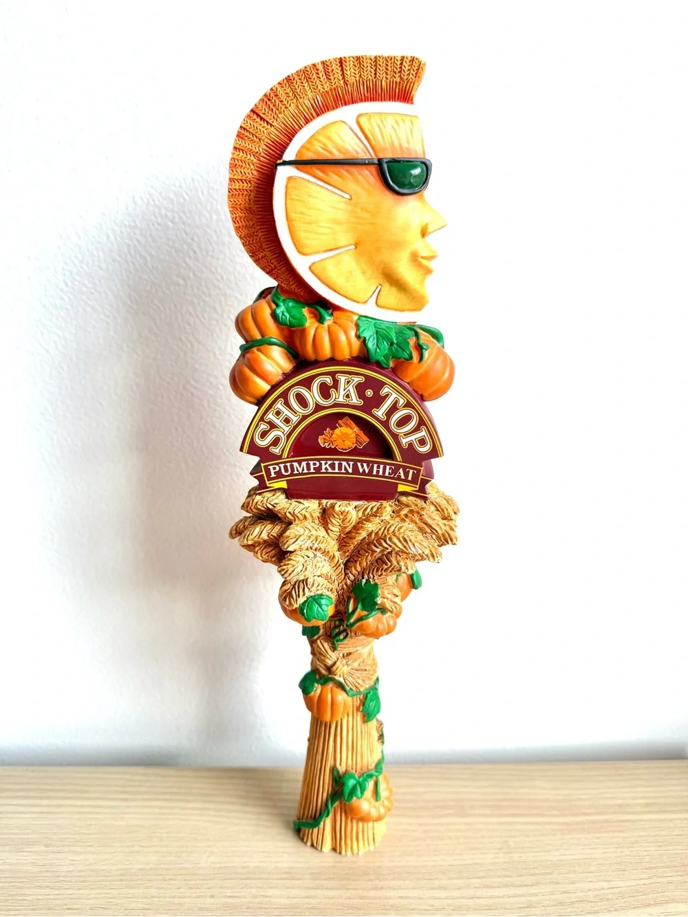 Shock Top Anheuser Busch Pumpkin Wheat Wedgehead Craft Beer Tap Handle 13”